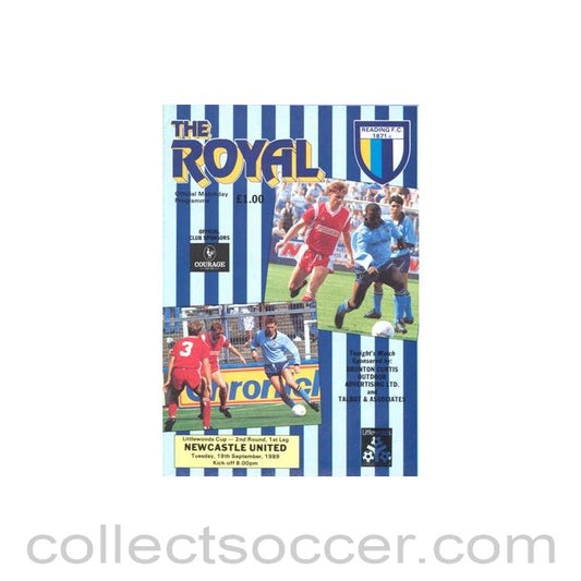 1989 - Reading v Newcastle United official programme 19/09/1989 Littlewoods Cup