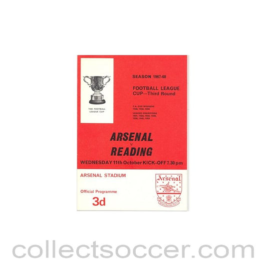 1967 - Arsenal v Reading official programme 11/10/1967