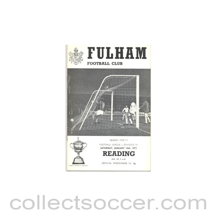 1971 - Fulham v Reading official programme 16/01/1971