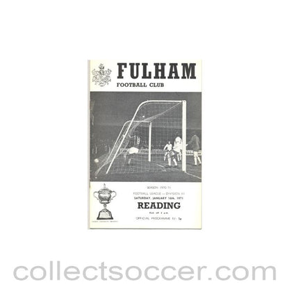 1971 - Fulham v Reading official programme 16/01/1971