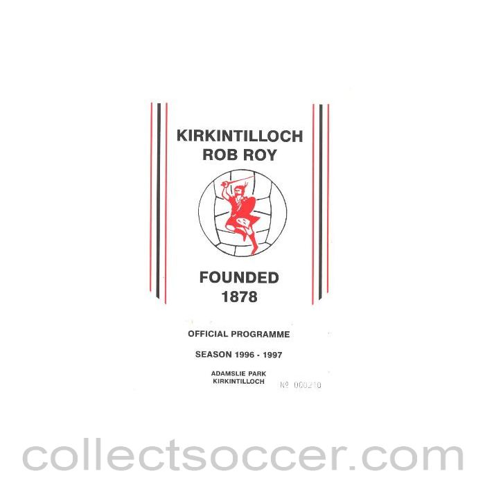 1996 - Kirkintilloch Rob Roy v Kilsyth Rangers official programme 10/08/1996 League
