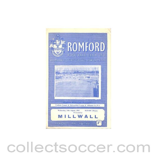 1963 - Romford v Millwall official programme 14/08/1963