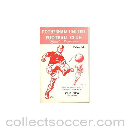 1962 - Rotherham United v Chelsea official programme 18/08/1962