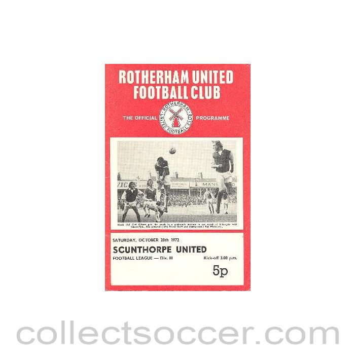 1972 - Rotherham United v Scunthorpe United official programme 28/10/1972