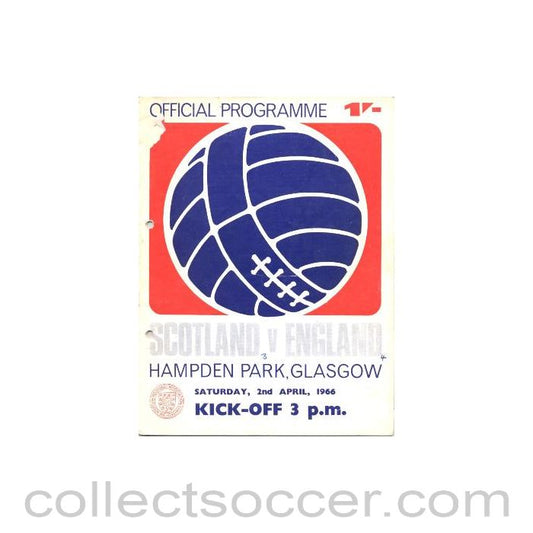 1966 Scotland v England official programme 02/04/1966