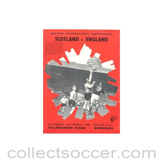 1959 Scotland v England official programme Amateur International 14/03/1959