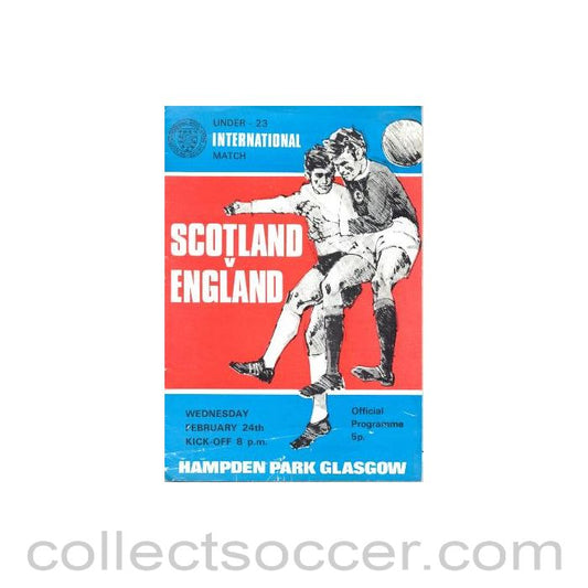 1972 Scotland v England Under-23 International Match official programme 24/02/1972