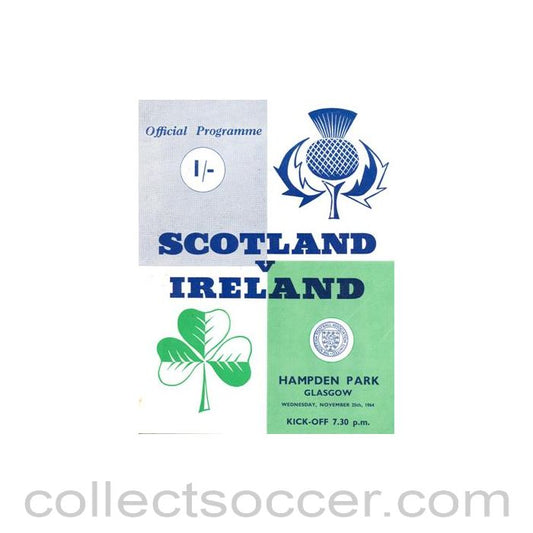 1964 - Scotland v Ireland official programme 25/11/1964