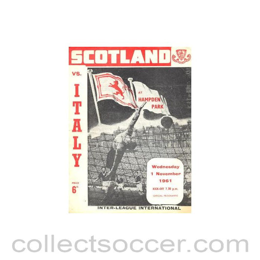 1961 Scotland v Italy official programme 01/11/1961