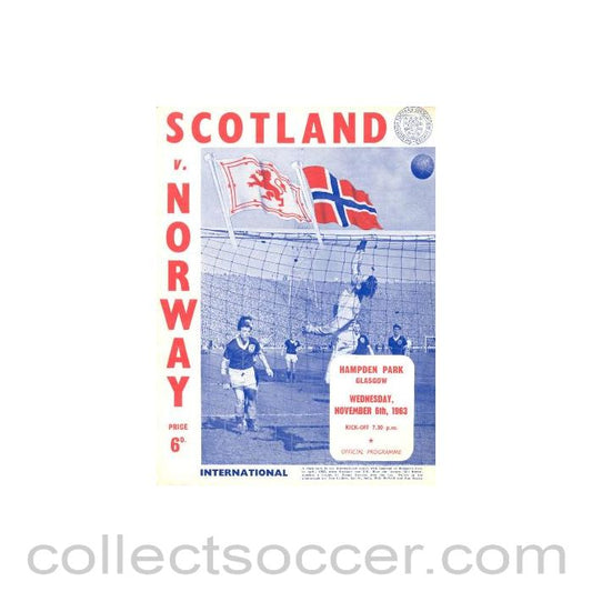 1963 Scotland v Norway official programme 06/11/1963