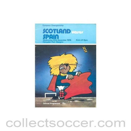1974 Scotland v Spain official programme 20/11/1974