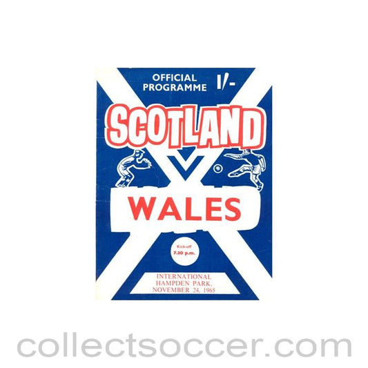 1965 Scotland v Wales official programme 24/11/1965