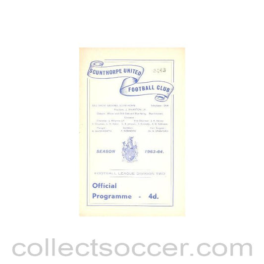 1963 - Scunthorpe United v Cardiff City official programme 30/08/1963