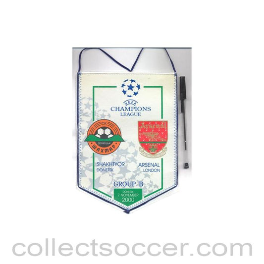 2000 -2001 Champions League pennant Shakhtyor Donetsk v Arsenal