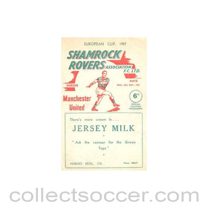 1957 - Shamrock Rovers v Manchester United official programme 25/09/1957