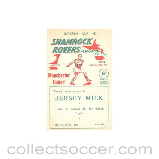 1957 - Shamrock Rovers v Manchester United official programme 25/09/1957