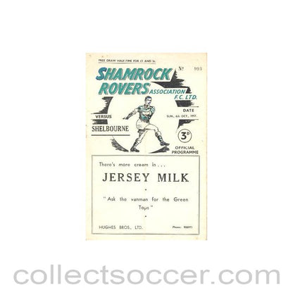 1957 - Shamrock Rovers v Shelbourne official programme 06/10/1957