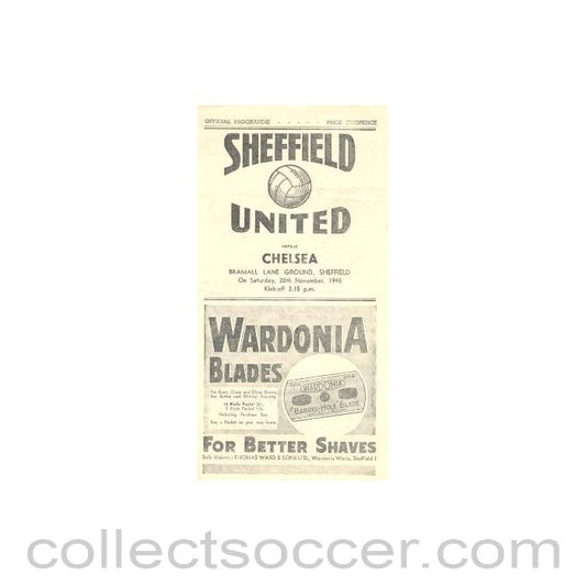 1948 - Sheffield United vChelsea official programme 20/11/1948