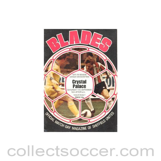 1977 - Sheffield United v Crystal Palace official programme 17/09/1977