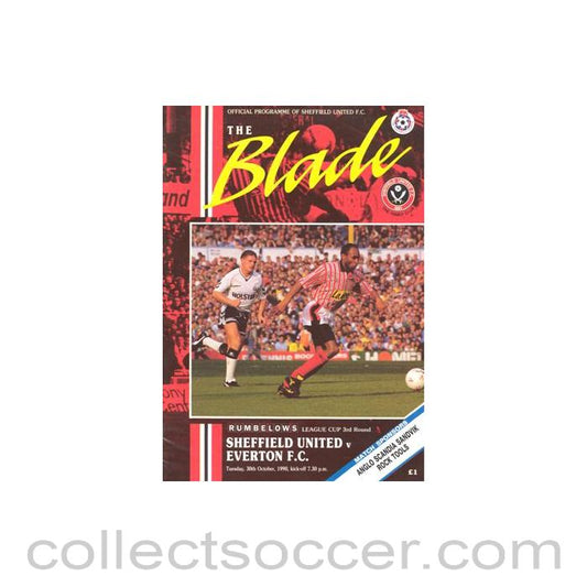 1990 - Sheffield United v Everton official programme 30/10/1990 Rumbelows League Cup