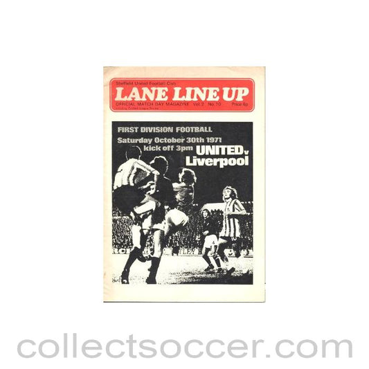 1971 - Sheffield United v Liverpool official programme 30/10/1971 Football League Cup