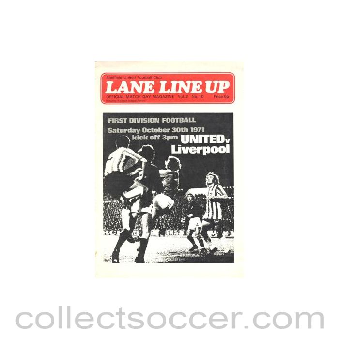 1971 - Sheffield United v Liverpool official programme 30/10/1971 Football League Cup