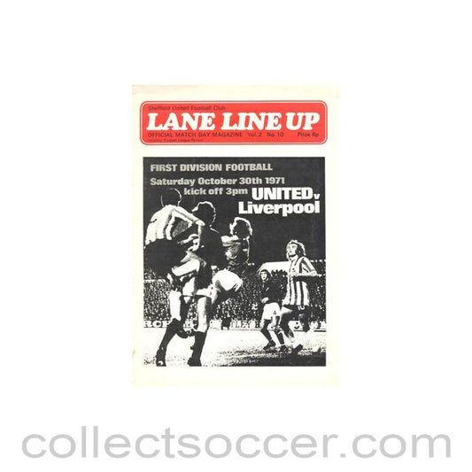 1971 - Sheffield United v Liverpool official programme 30/10/1971 Football League Cup