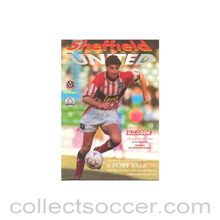1995 - Sheffield United v Port Vale official programme 04/03/1995