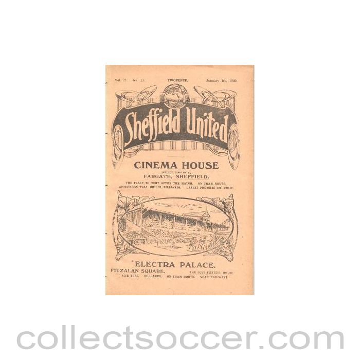 1920 - Sheffield United v Preston North End official programme 01/01/1920