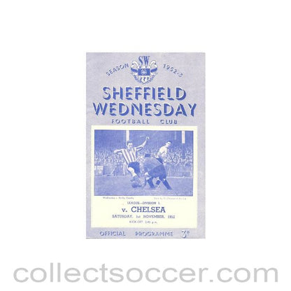 1952 - Sheffield Wednesday v Chelsea official football programme 01/11/1952