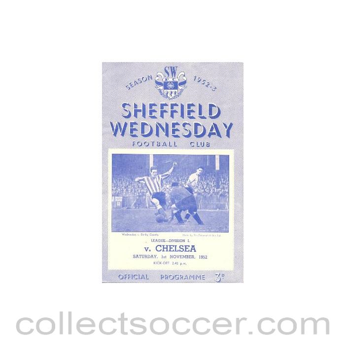 1952 - Sheffield Wednesday v Chelsea official football programme 01/11/1952