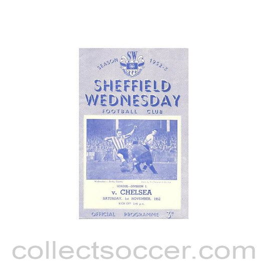 1952 - Sheffield Wednesday v Chelsea official football programme 01/11/1952