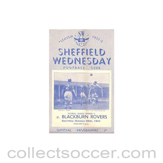 1951 - Sheffield Wednesday v Blackburn Rovers official programme 20/10/1951