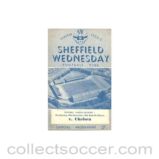 1954 - Sheffield Wednesday vChelsea official programme 20/11/1954