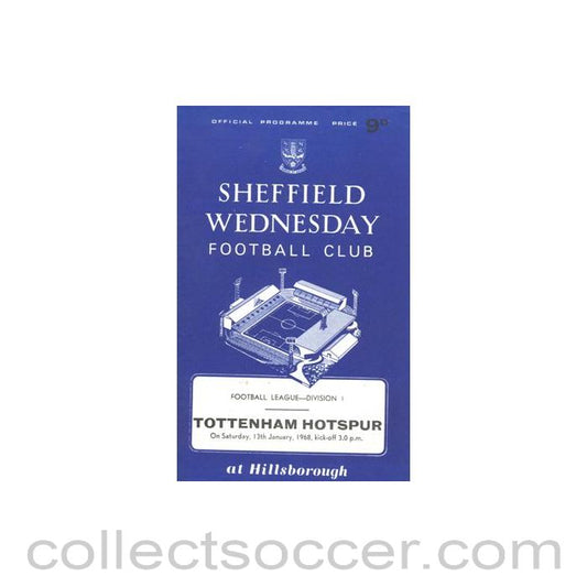 1968 - Sheffield Wednesday v Tottenham Hotspur official programme 13/01/1968 Football League