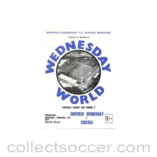 1970 - Sheffield Wednesday vChelsea official programme 09/09/1970