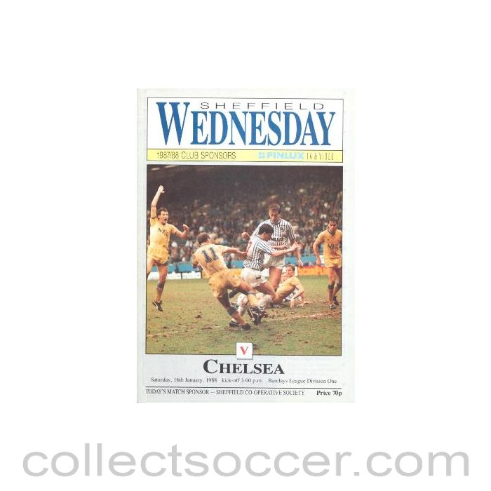 1988 - Sheffield Wednesday vChelsea official programme 16/01/1988