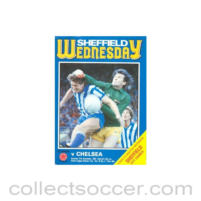 1983 - Sheffield Wednesday vChelsea official programme 17/09/1983