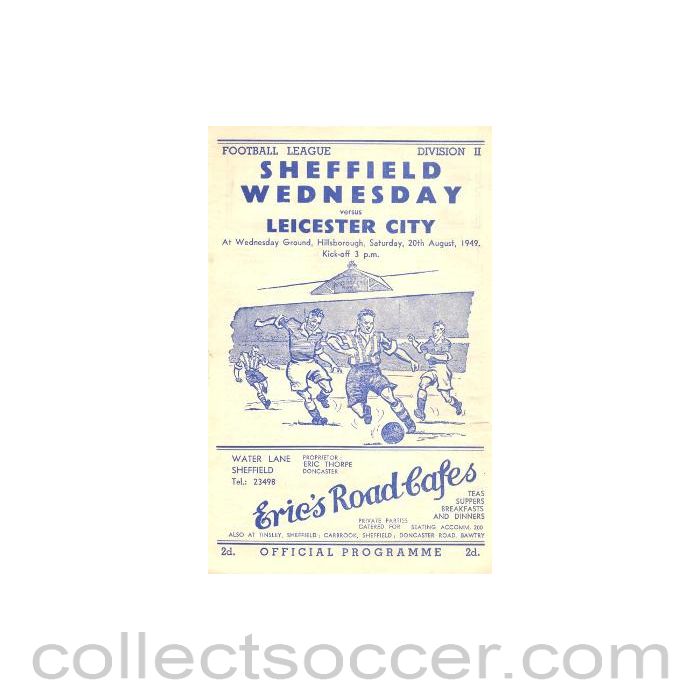 1949 - Sheffield Wednesday v Leicester City official programme 20/08/1949