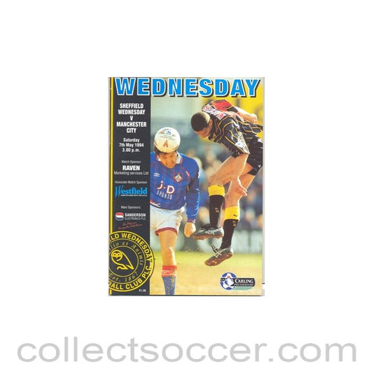 1994 - Sheffield Wednesday v Manchester City official programme 07/05/1994