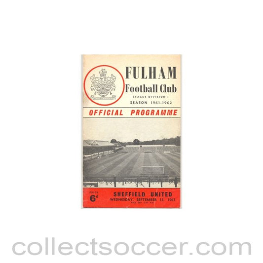 1961 - Fulham v Sheffield United official programme 13/09/1961