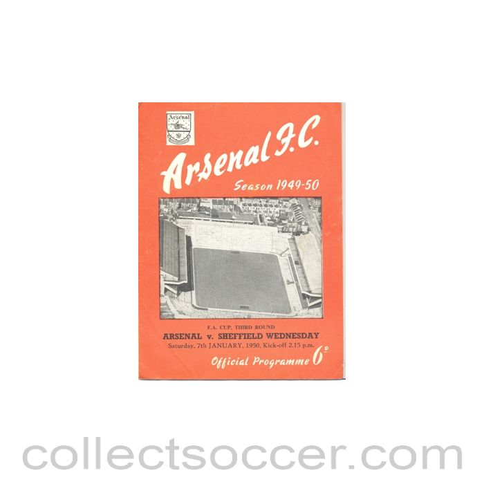 1950 - Arsenal v Sheffield Wednesday official programme 07/01/1950