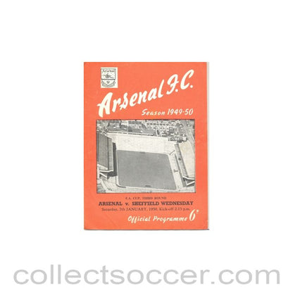 1950 - Arsenal v Sheffield Wednesday official programme 07/01/1950