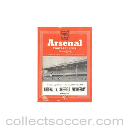 1952 - Arsenal v Sheffield Wednesday official programme 11/10/1952