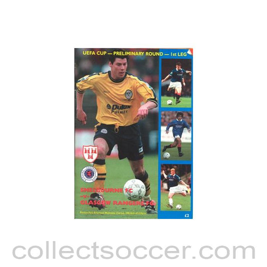 1998 - Shelbourne v Glasgow Rangers official programme 22/07/1998 UEFA Cup