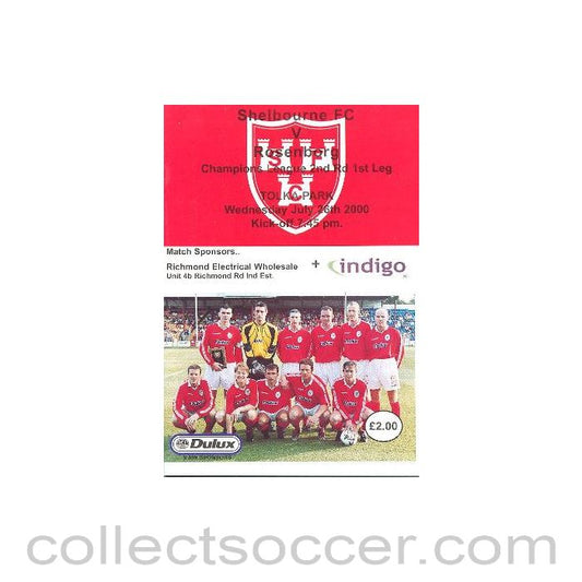 2000 - Shelbourne v Rosenborg official programme 26/07/2000 Champions League