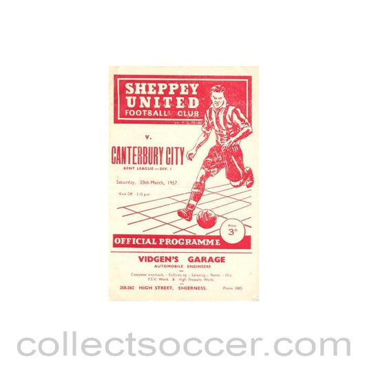 1957 - Sheppey United v Canterbury City official programme 30/03/1957