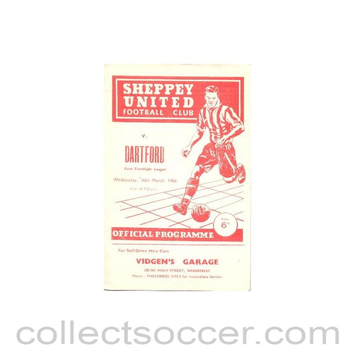 1966 - Sheppey United v Dartford official programme 16/03/1966