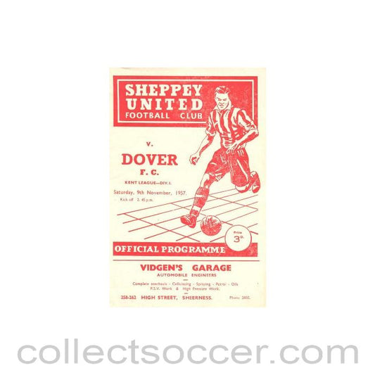 1957 - Sheppey United v Dover official programme 09/11/1957