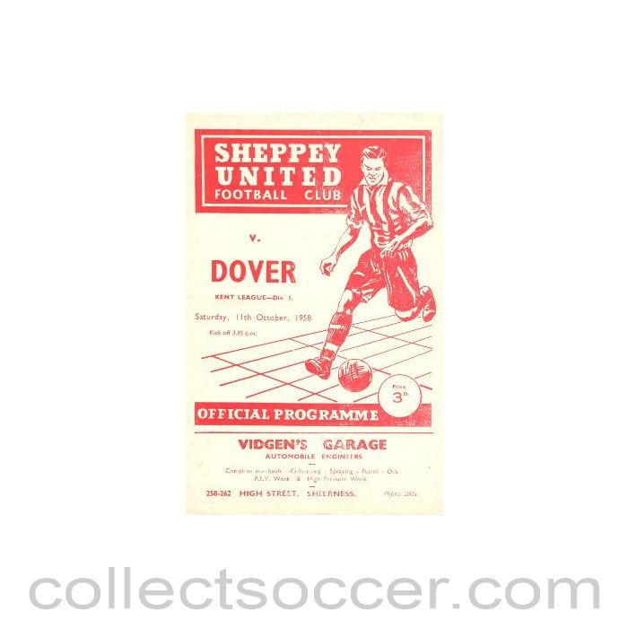 1958 - Sheppey United v Dover official programme 11/10/1958